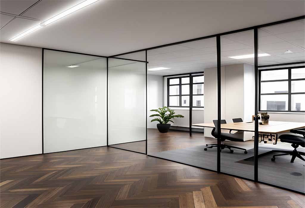 Industrial Style Glass Partition Installation in Dubai UAE - قواطع زجاج صناعية