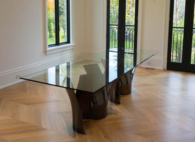 Bronze tinted table top glass UAE | زجاج طاولة برونزي