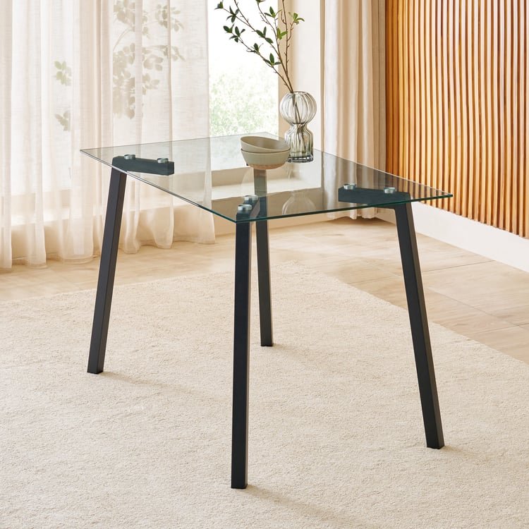 Green edge clear glass table top Dubai UAE | زجاج طاولة بحافة خضراء