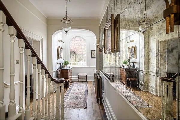 Antiqued mirror hallway wall installation Dubai UAE | مرآة عتيقة للممر