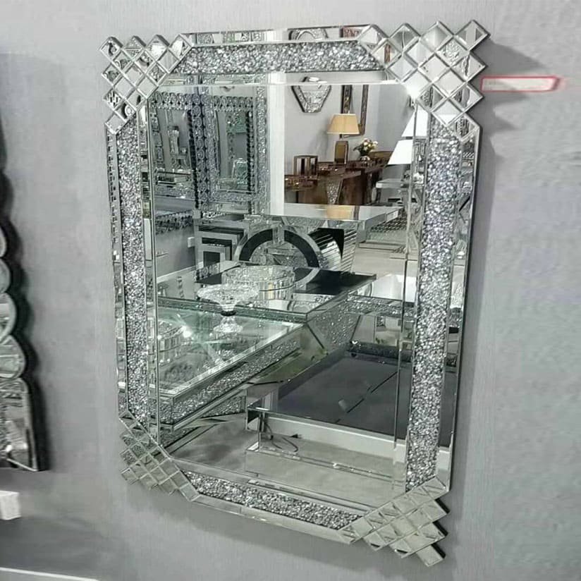 Crystal diamond border custom mirror Dubai UAE | مرآة بإطار دايموند كريستال
