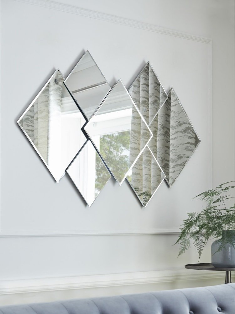 Modern overlapping diamond wall mirrors Dubai UAE | مرايا دايموند حديثة