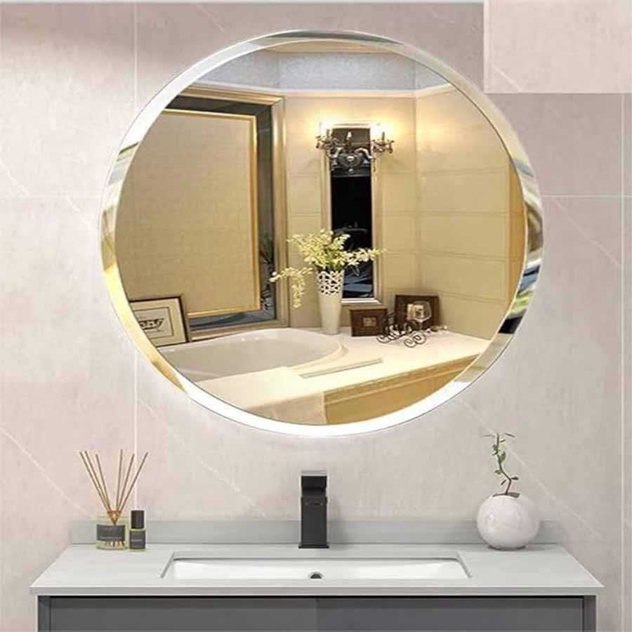 Gold framed oval LED bathroom mirror Dubai UAE | مرآة ليد بيضاوية ذهبية