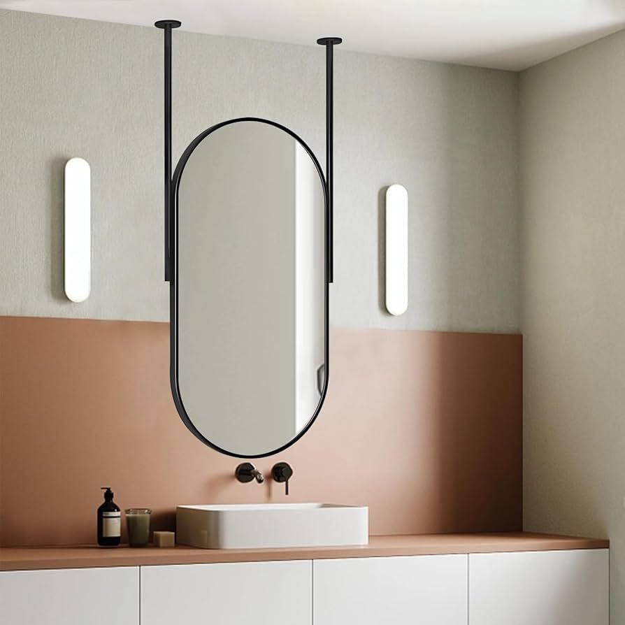 Hanging oval mirror with black frame Dubai Abu Dhabi UAE | مرآة بيضاوية بإطار أسود